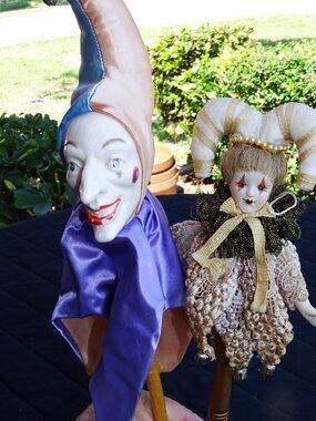 Two Vintage Puppets on a Stick Louis Nichols